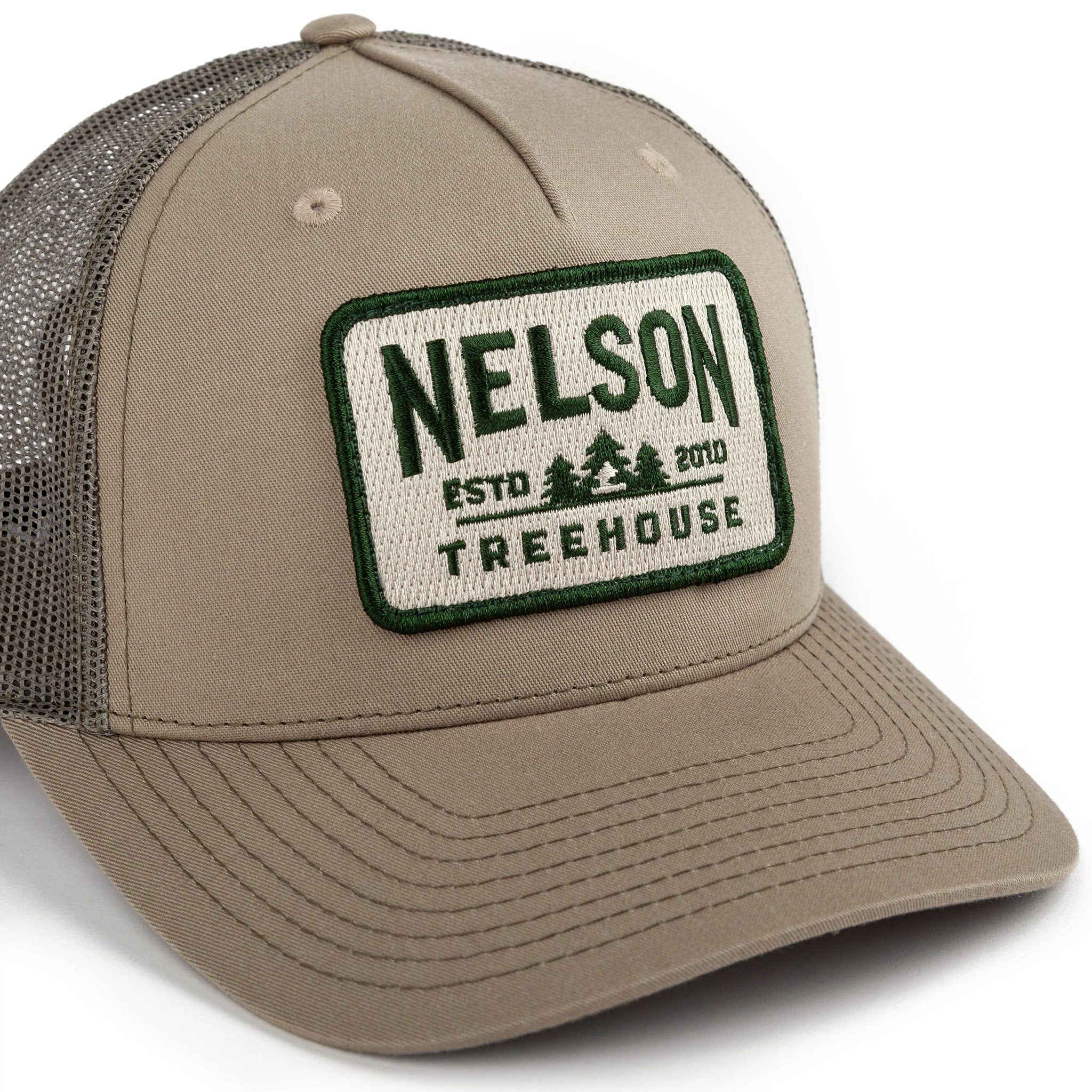 Nelson Treehouse Trucker Hat - Khaki/Sage Mesh Snapback | Be in a Tree - Image 5